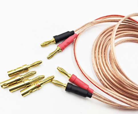 Trasparente 14 Gauge Banana Wire per Bi-Wire Bi-Amp HiFi Surround Sound 99,9% OFC Copper