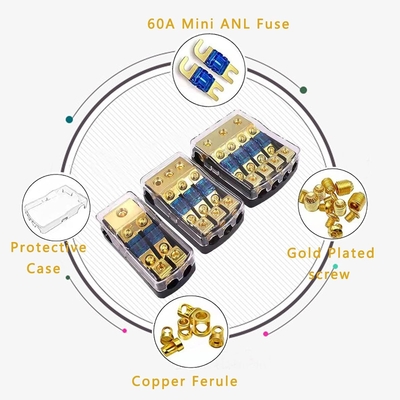 50A CSA Rated 2 3 4-way Fuse Holder Copper Distribution Block per amplificatore audio auto