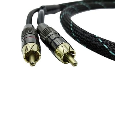 Cavo RCA da maschio a maschio 2 con manica espandibile intrecciata in nylon di 9,5 mm di diametro esterno