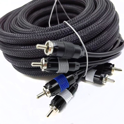 Cavo RCA da maschio a maschio 2 con manica espandibile intrecciata in nylon di 9,5 mm di diametro esterno