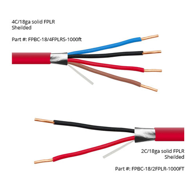 Cavo di allarme antincendio schermato con classificazione plenum EWCS FPLP in rame solido al 100% da 14 16 AWG 2/C 4/C