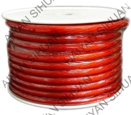 SAE J1128 Standard 8AWG Cablo di alimentazione audio per auto rosso trasparente con certificato ISO9001