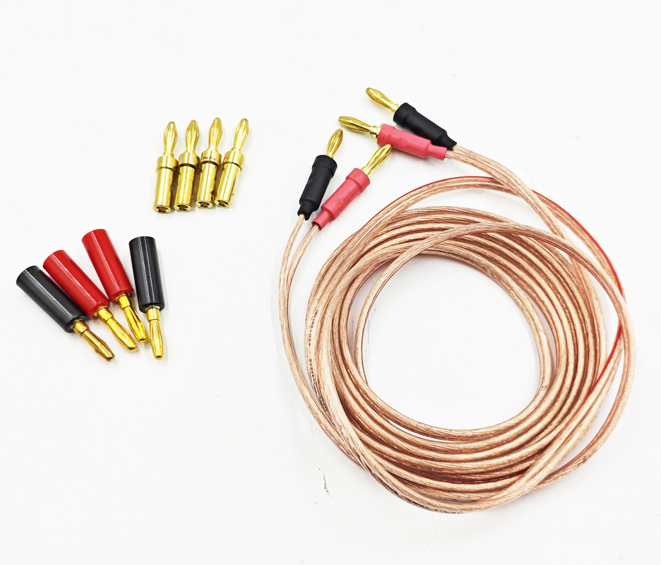 Trasparente 14 Gauge Banana Wire per Bi-Wire Bi-Amp HiFi Surround Sound 99,9% OFC Copper