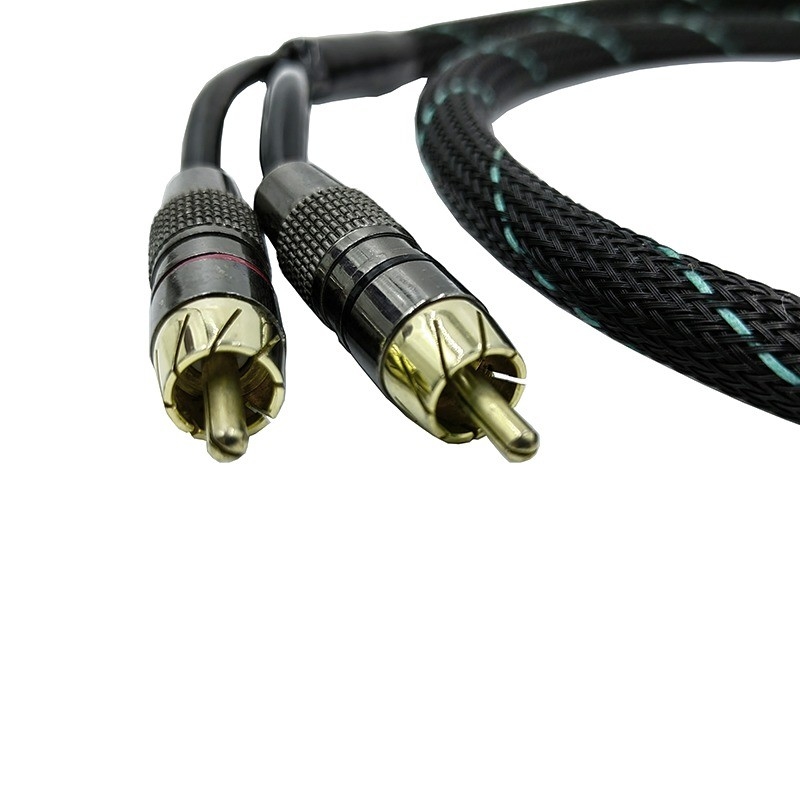 Cavo RCA da maschio a maschio 2 con manica espandibile intrecciata in nylon di 9,5 mm di diametro esterno